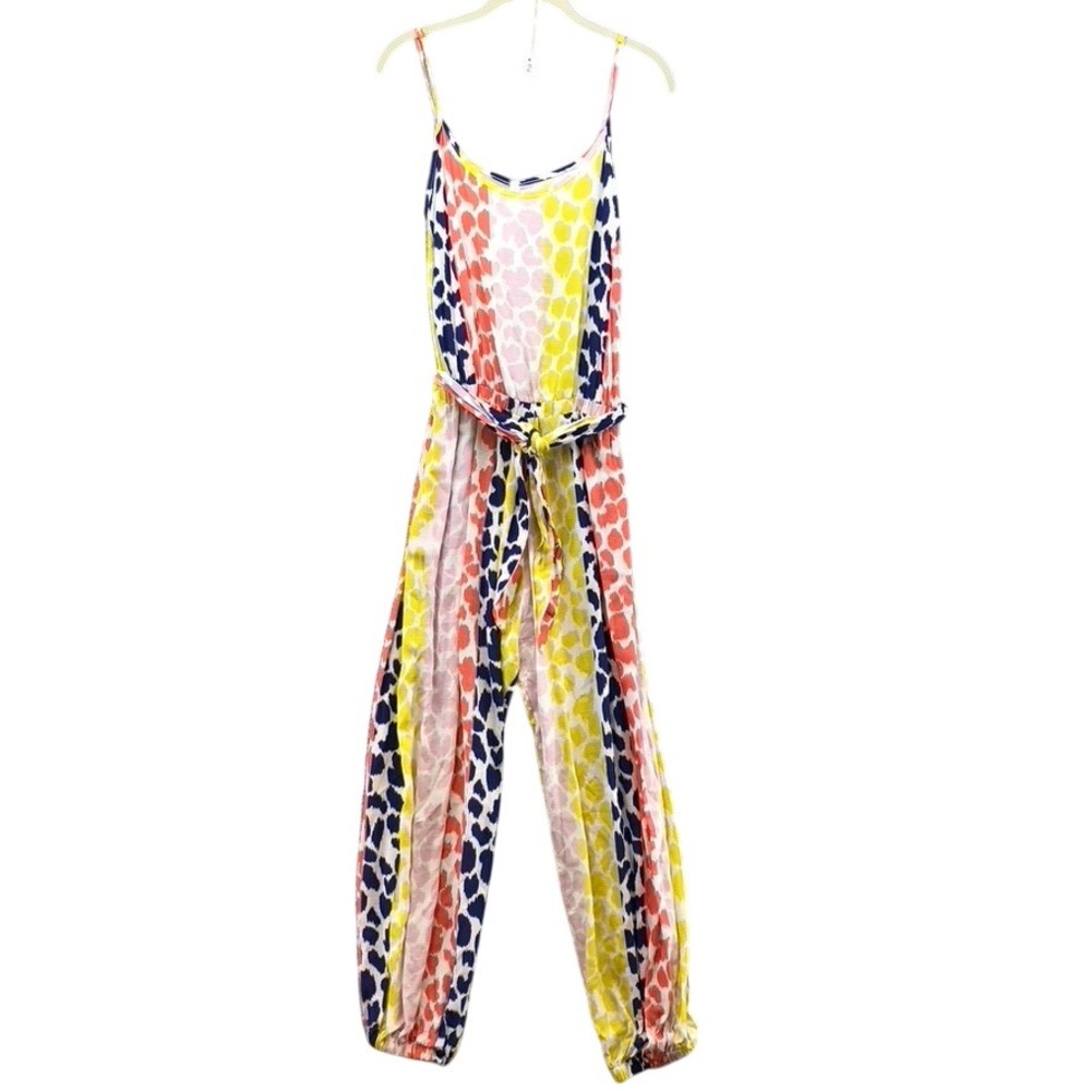 Anthropologie Jumpsuit Womens XS Multi Color Abstract Ikat Sleeveless Pockets